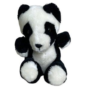 Vintage‎ 1984 Swib Panda Bear Plush Stuffed Animal 6" Black & White